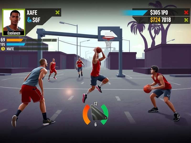 Dunk Slum Elite gameplay screenshot showing street basketball action